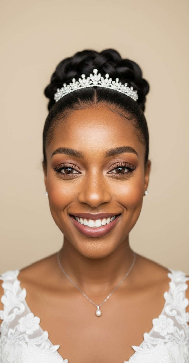 After Wedding Updo With Crown